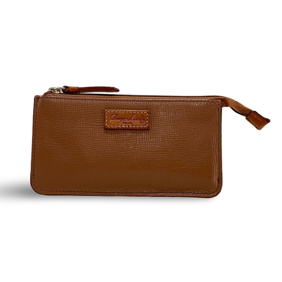 Dooney & Bourke Handbags - Dooney & Bourke Saddle Brown Embossed Leather Clutch/Coin Purse